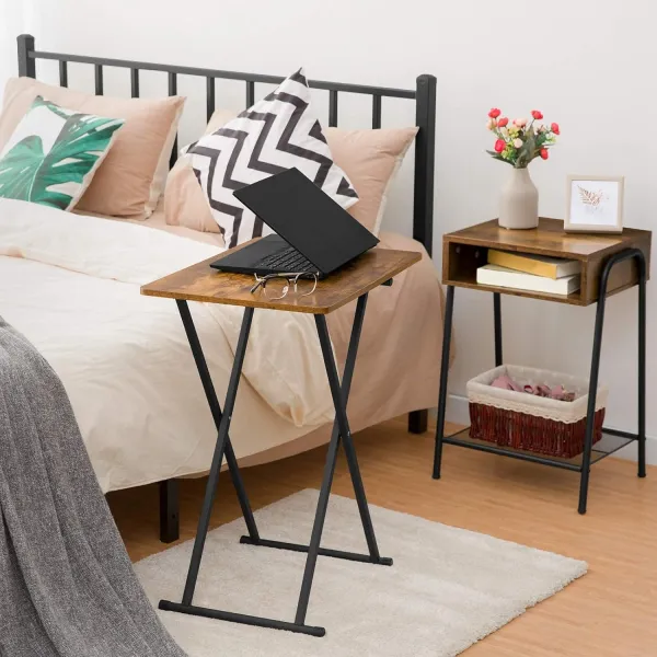 Skladací odkladací stolík Vasagle Melori 60 cm čierny/hnedý