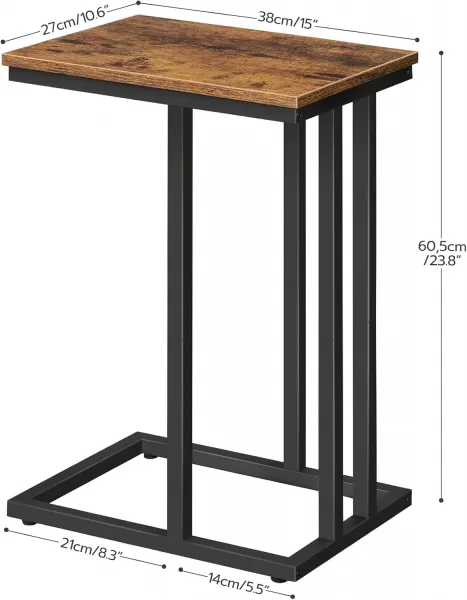 Príručný stolík Vasagle Malis 38 cm čierny/hnedý