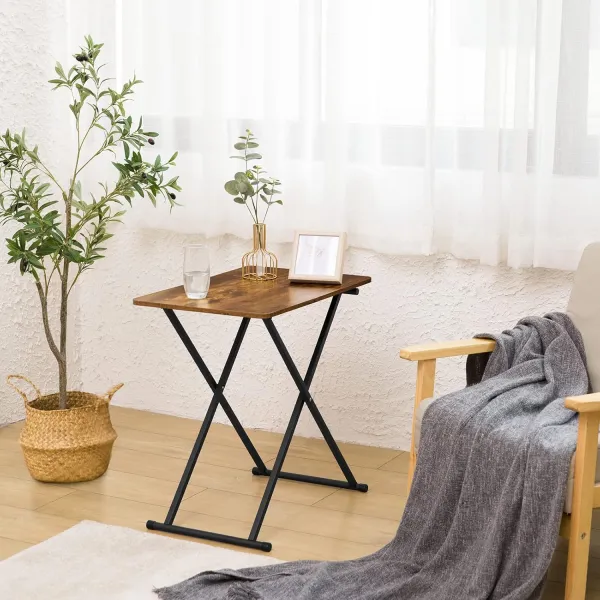 Skladací odkladací stolík Vasagle Melori 60 cm čierny/hnedý