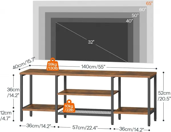 TV stolík Vasagle Werry 140 cm čierny/hnedý