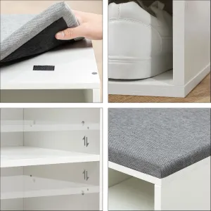 Predsieňový vešiak s botníkom a sedadlom Vasagle Jungo 104 cm biely/sivý