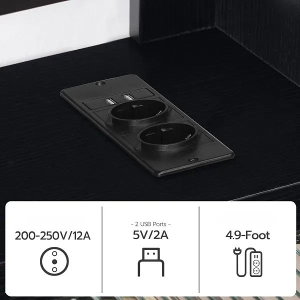 VASAGLE Závesný TV stolík Browny 140 cm s LED osvetlením čierny