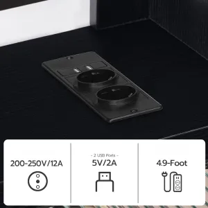 VASAGLE Závesný TV stolík Browny 140 cm s LED osvetlením čierny