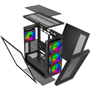 EVOLVEO Scorpio, Big Tower/4x ARGB/sklo+mřížka