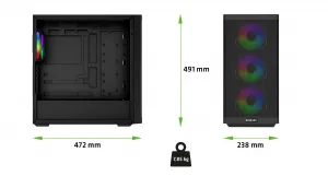 EVOLVEO Scorpio, Big Tower/4x ARGB/sklo+mřížka