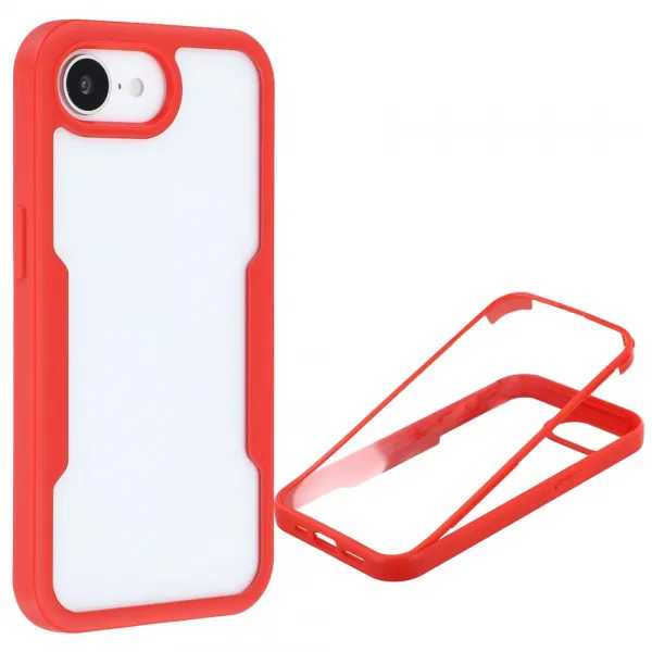 DUAL Obojstranný kryt s fóliou Apple iPhone 16e / iPhone 17e červený