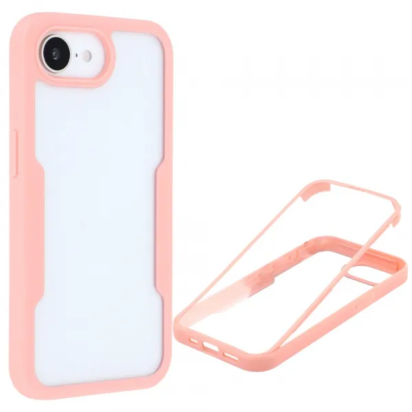 DUAL Obojstranný kryt s fóliou Apple iPhone 16e / iPhone 17e ružový