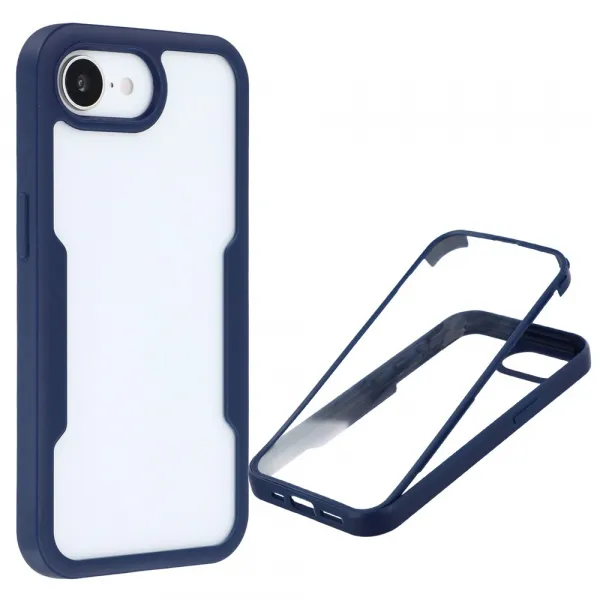 DUAL Obojstranný kryt s fóliou Apple iPhone 16e / iPhone 17e modrý