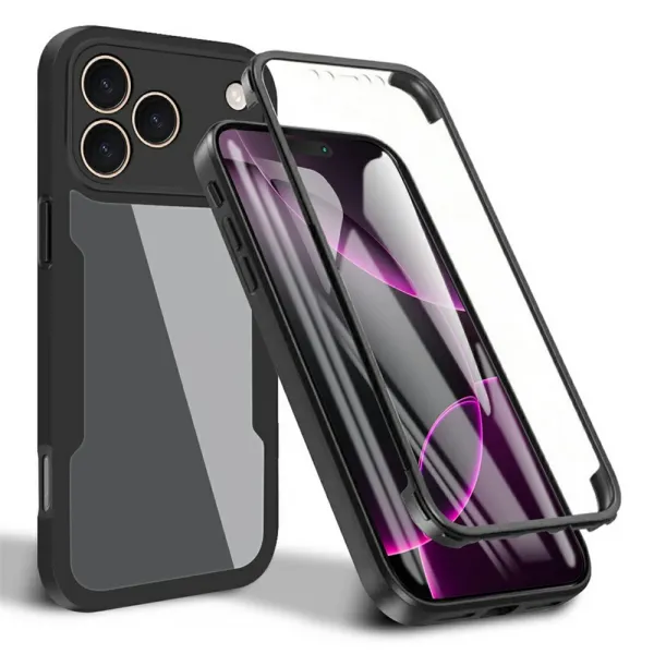 DUAL Obojstranný kryt s fóliou Apple iPhone 17 Pro Max čierny