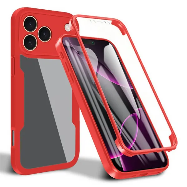 DUAL Obojstranný kryt s fóliou Apple iPhone 17 Pro Max červený