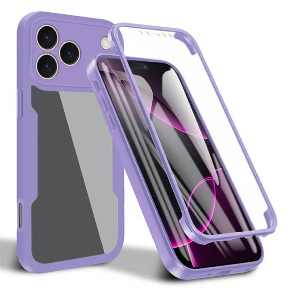 DUAL Obojstranný kryt s fóliou Apple iPhone 17 Pro Max fialový