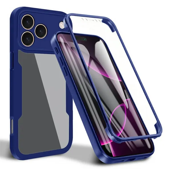 DUAL Obojstranný kryt s fóliou Apple iPhone 17 Pro Max modrý