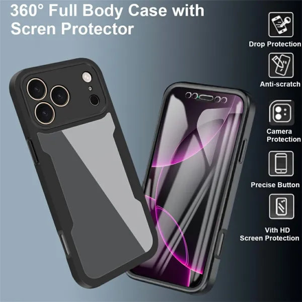 DUAL Obojstranný kryt s fóliou Apple iPhone 17 Pro Max modrý