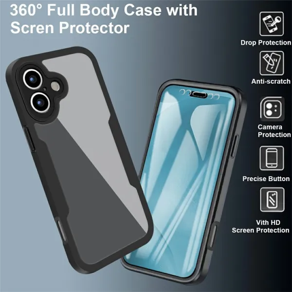 DUAL Obojstranný kryt s fóliou Apple iPhone 17 modrý