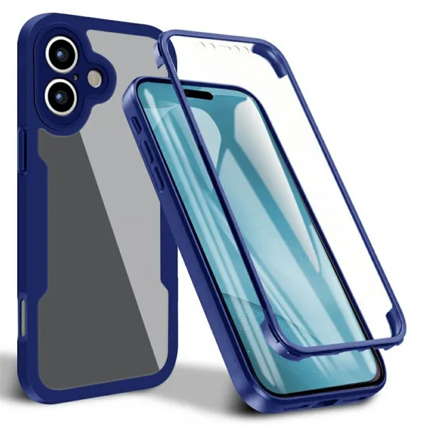 DUAL Obojstranný kryt s fóliou Apple iPhone 17 modrý