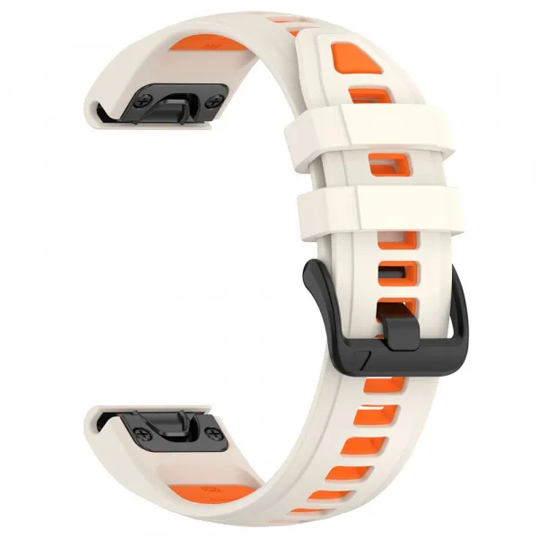 SPORTY QUICK FIT Vymeniteľný silikónový remienok Garmin - šírka 20mm biely-oranžový