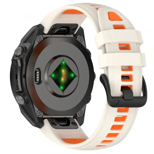 SPORTY QUICK FIT Vymeniteľný silikónový remienok Garmin - šírka 20mm biely-oranžový