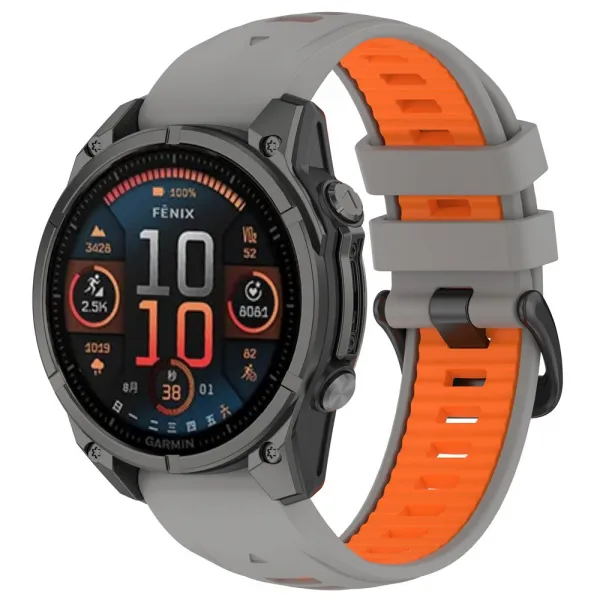 SPORTY QUICK FIT Vymeniteľný silikónový remienok Garmin - šírka 20mm šedý-oranžový