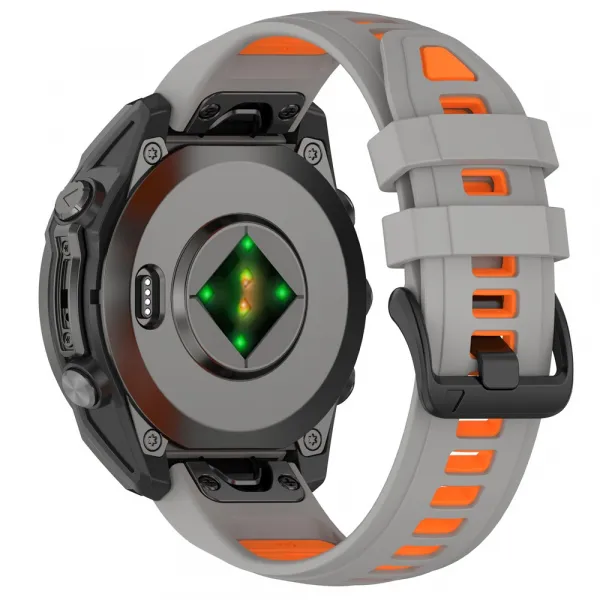 SPORTY QUICK FIT Vymeniteľný silikónový remienok Garmin - šírka 20mm šedý-oranžový