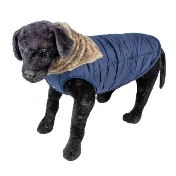 DUVO+ zimná bunda s kapucňou pre psov XL 70cm modrá