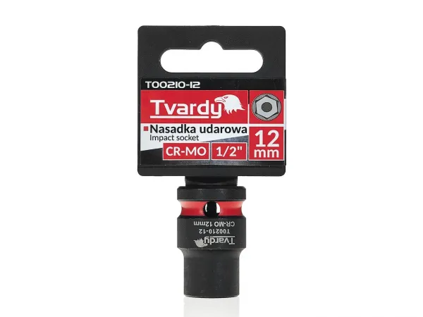 Tvardy Rázová hlavica 1/2" – 12 mm, krátka, CR-MO