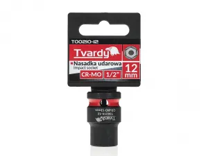 Tvardy Rázová hlavica 1/2" – 12 mm, krátka, CR-MO