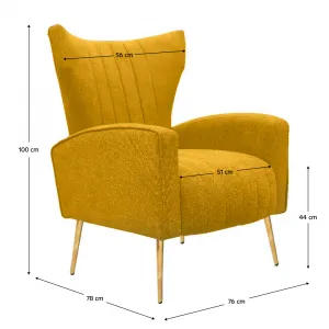 Relaxačné kreslo, žltá Velvet látka, BARET