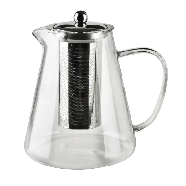 Allesken Skleněná čajová konvice PETER 1,3 l čirá/nerez