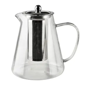 Allesken Skleněná čajová konvice PETER 1,3 l čirá/nerez