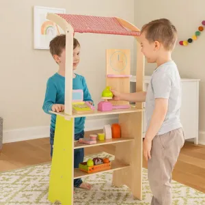 ECOTOYS Dřevěný stánek pro děti FARM vícebarevný