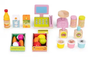 ECOTOYS Dřevěný stánek pro děti FARM vícebarevný