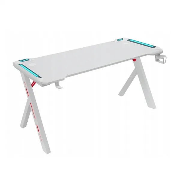 GamingovýstôlsRGBLEDpodsvietenímbielyŠírka:60cm|Dĺžka:140cm