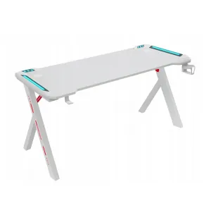 GamingovýstôlsRGBLEDpodsvietenímbielyŠírka:60cm|Dĺžka:140cm