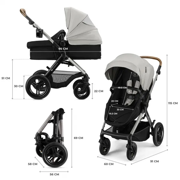 Kočík Kinderkraft Moov 2 XL Air 3v1 Farba: Grey