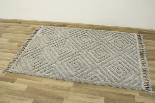 Koberec Berber 7061 l. Romby 3D jasný sivý