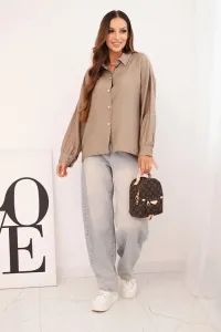 Legínovo Elegantná dámska viskózová blúzka s ozdobnými gombíkmi béžová Farba: Béžová, Veľkosť: UNI