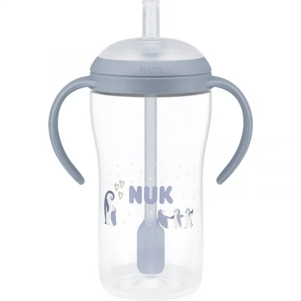 Kojenecká fľaša NUK Perfect Match na učenie so slamkou PENGUIN 260 ml