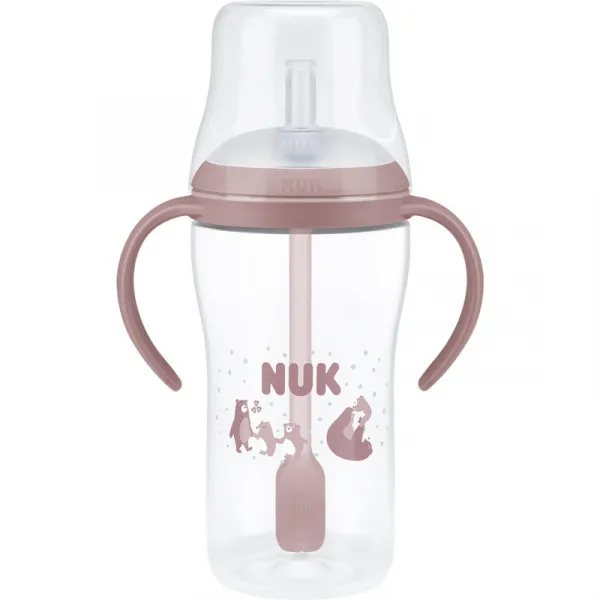 Kojenecká fľaša NUK Perfect Match na učenie so slamkou BEAR 260 ml