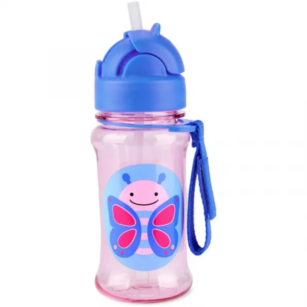 SKIP HOP Zoo tritan Fľaša so slamkou 355ml Motýlik 12m+