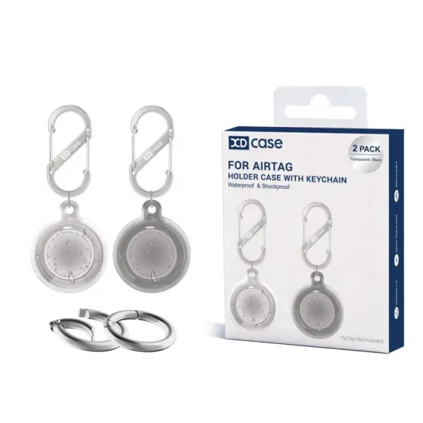 XDCASE 2x Vodotesné puzdro na Apple AirTag GREY + BLACK
