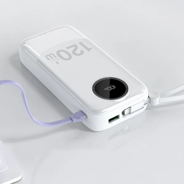 Dudao K13 Pro Power Bank 20000mAh USB / USB-C + kábel Lightning / USB-C 22.5 W, biely
