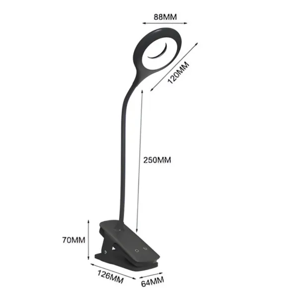 Livefy Reading LED lampa s klipom + kábel USB-C, čierna