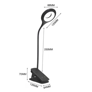 Livefy Reading LED lampa s klipom + kábel USB-C, čierna