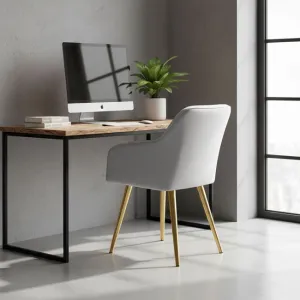 Sada dvoch jedálenských stoličiek ESTELLE zamatové, sivé / zlaté nohy (2 ks)