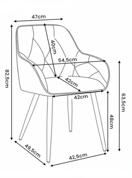 Sada dvoch jedálenských stoličiek DIAMANT zamatové, krémové / čierne nohy (2 ks)