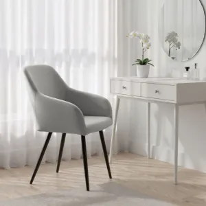 Sada štyroch jedálenských stoličiek ESTELLE zamatové, sivé / čierne nohy (4 ks)