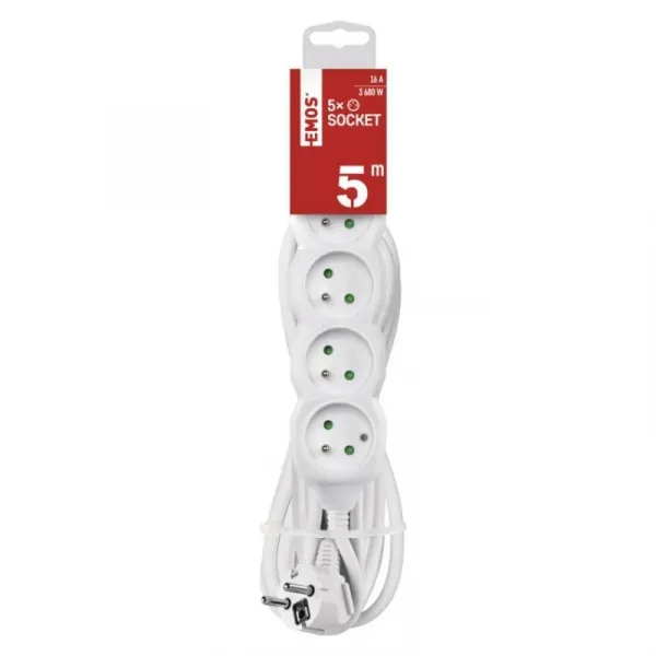 EMOS Prodlužovací kabel s 5 zásuvkami 1,5 mm² Riko 5 m bílý