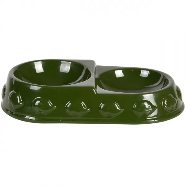 Esschert Design Dvojitá miska pre ježka SPIKYBOWL zelená