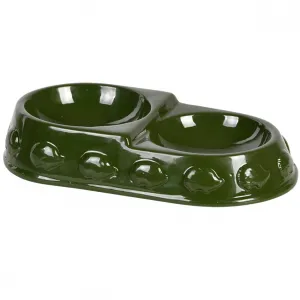 Esschert Design Dvojitá miska pre ježka SPIKYBOWL zelená