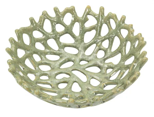 Mauro Ferretti Keramická dekoratívna miska Coral 35 cm zelená